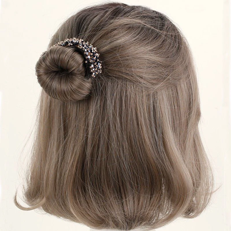 Rhinestone Women Elegant Crystal Bun Maker Maruko Hairstyle Making Long Tool Sweet ddmysmile Hair Braide Rope Hairbands Korean Accessories Smile