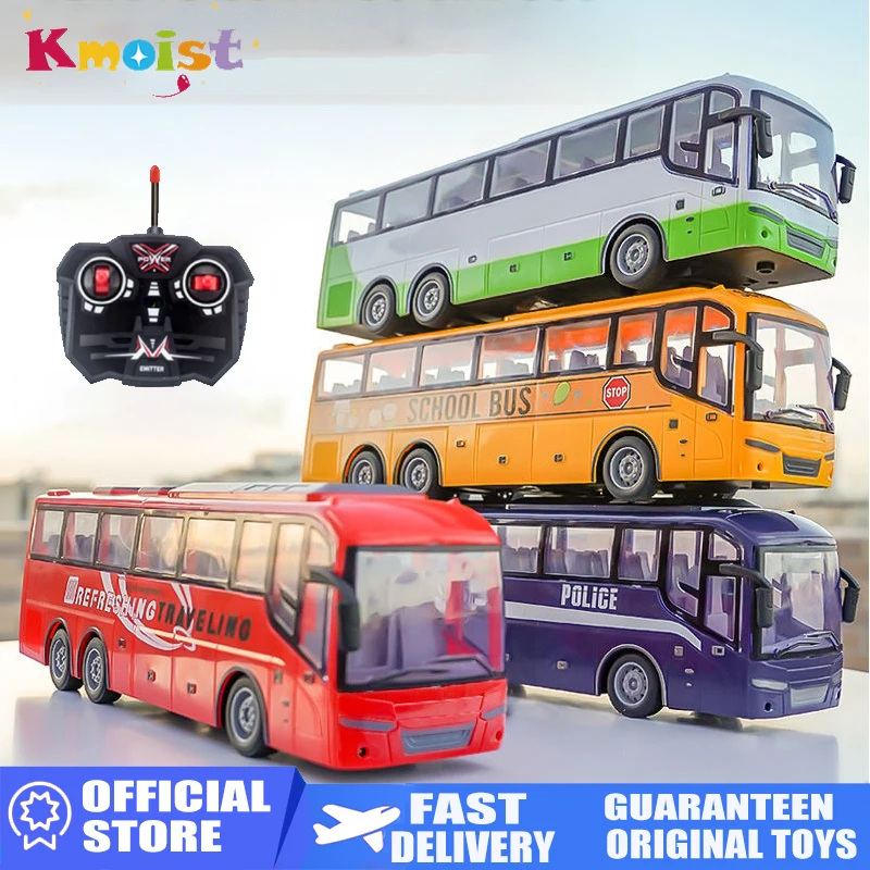 1/30 Rc Car Electric Remote Control Bus with Light Tour Bus Model 2.4G Remote Controlled Machine Toys for Boy Kids Children