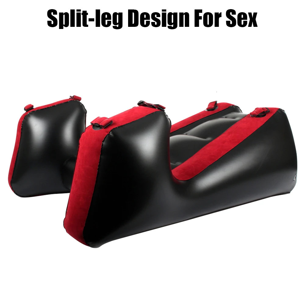 Sex Furniture Aid Inflatable With Straps Flocking PVC Adult Games Split Leg Sofa Mat Sex Tools For Couples Women Sex Chair Bed 240401