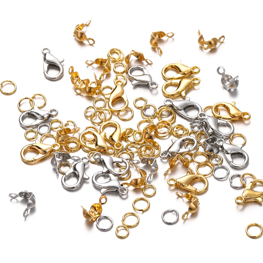 1Box Jewelry Making Kits Lobster Clasp Open Jump Rings End Crimps Beads Box Sets Handmade Bracelet Necklace Findings Supplies