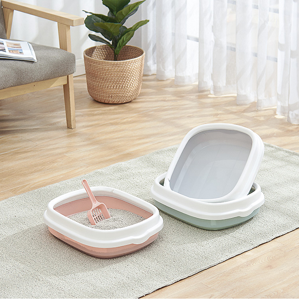 Cat Dog Tray with Scoop Excrement Training Sand Litter Box Pet Toilet Bedpan 1 Set Cat Litter Box Anti-Splash Dog Toilet