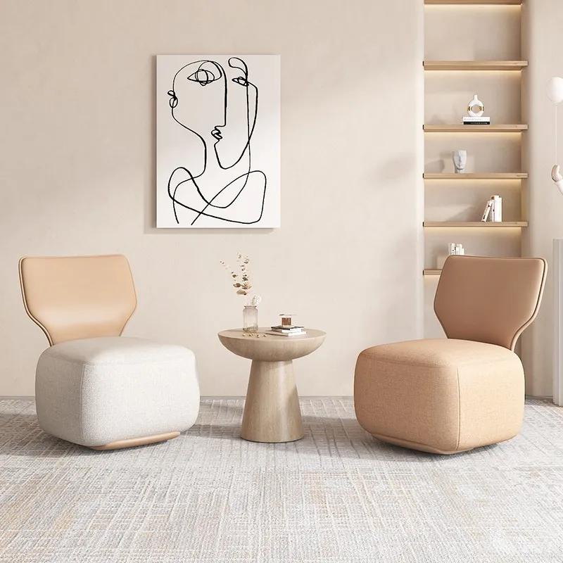 MOMO Log Light Luxury Lazy Sofa Chair Scandinavian Living Room Single Chair Fabric Low Stool Balcony Leisure Backrest Chair