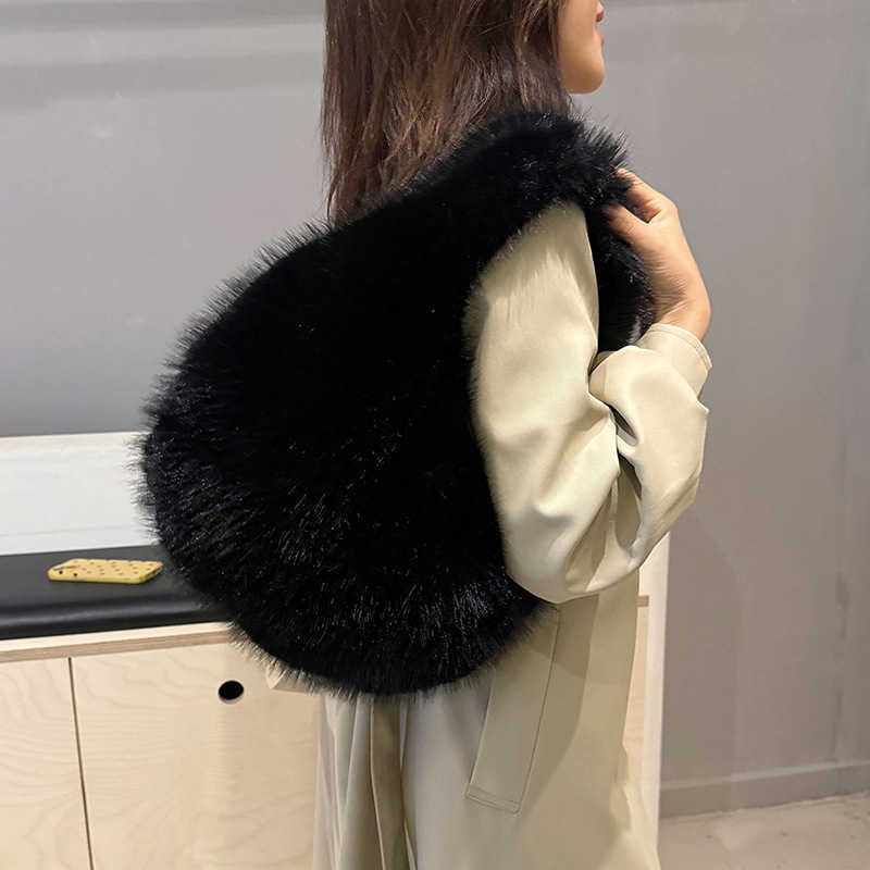 Cute Furry Fur Bag for Autumn and Winter Women s New Stylish Handheld Large Capacity Plush Bucket Bag Trendy 241109