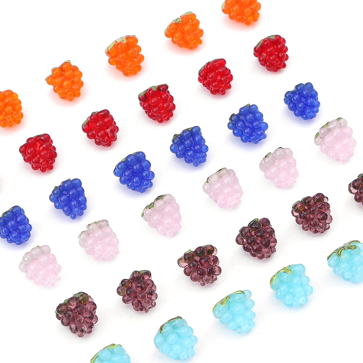 1Pcs 12x11mm Exquisite Grape Lampwork Glass Beads Fruit Multicolor Spacer Beads for Women Necklace Earring DIY Jewelry Making