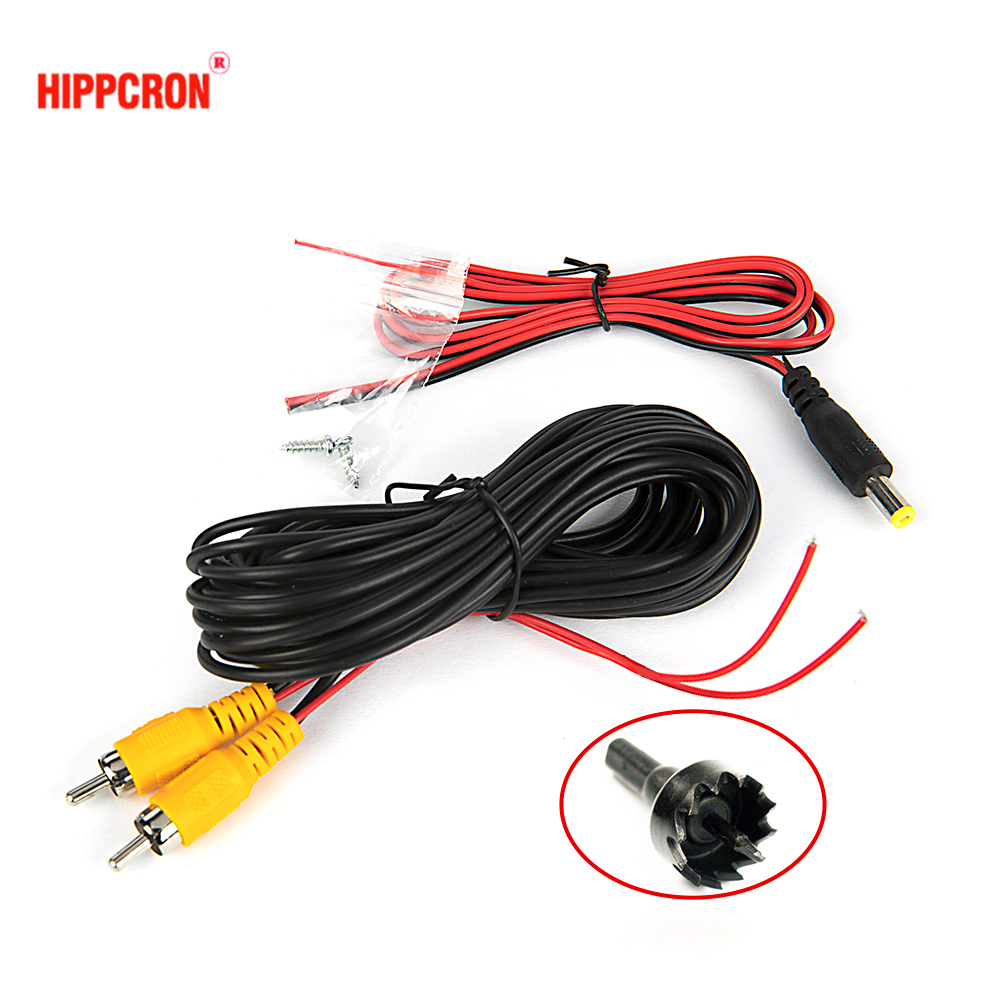 Hippcorn Reverse Camera Video Cable for Car Rear View Parking Universal 6M Wire Match with Multimedia Monitor with Power Cable