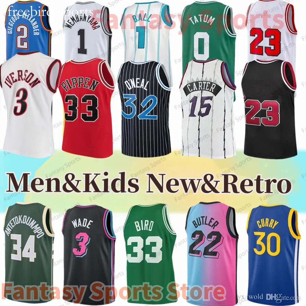 Vince Carter Ja Morant Basketball Men Kids Jerseys Wade Stephen Curry Larry Bird Allen Iverson Giannis TATUM Doncic Booker Youth Stiched Jerseyss 24 23 8 33 15 3