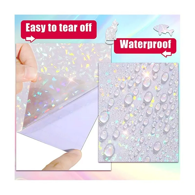 Paper A4 Vinyl Holographic Sticker Printable Label Self Adhesive Paper Sticker Waterproof Laser Color for Inkjet Print 50 Sheets smile