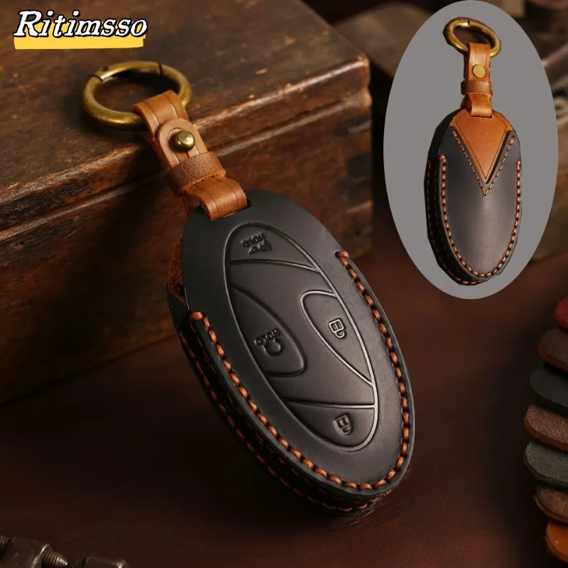 ddmysmile 7 Key Or 5 Buttons For Hyundai Grandeur Gn7 Kona Ev 2023 Keychain Leather Car Key Case Car Romote Key Fob Cover Accessories Smile