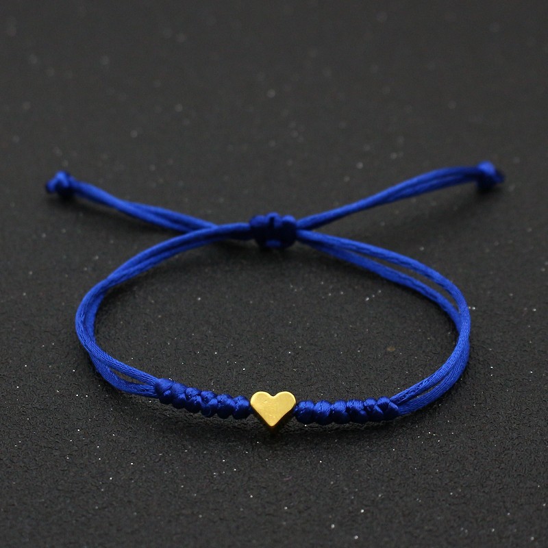 Hfarich Lucky Tiny Heart Bracelets For Women 9 Colors Handmade Braided Rope Jewelry Black Pink Red Bracelet Female Wholesale smile