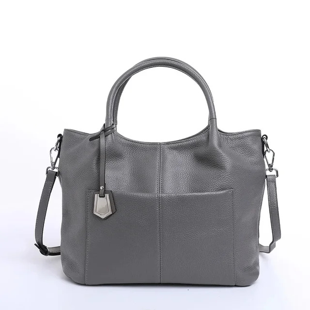 New Autumn Natural Soft Cow Leather Women's Handbag All-Match Mid Age Ladies Shoulder Bag Large Casual Cowskin Tote For Mom Zipper Style Genuine 
