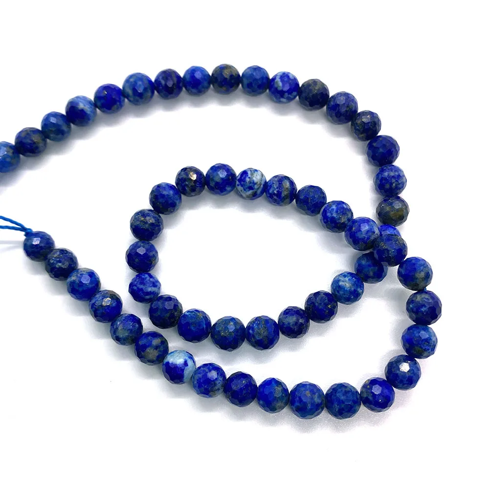 Lapis Lazuli Natural Stone Beads 6mm Faceted Round Charms Beads for Jewelry Making Earring Bracelets Necklaces DIY Accessories