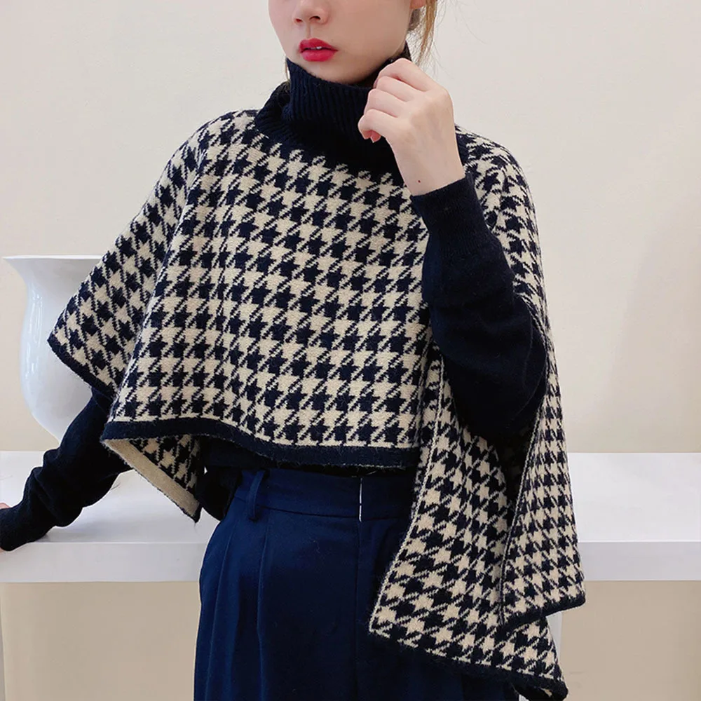 Turtleneck Autumn Winter Warm Knitted Poncho Pullover Split ddmysmile Irregular Shawl Sweater Cape Ladies Elegant Knitwear Bat Sleeve Tops Smile