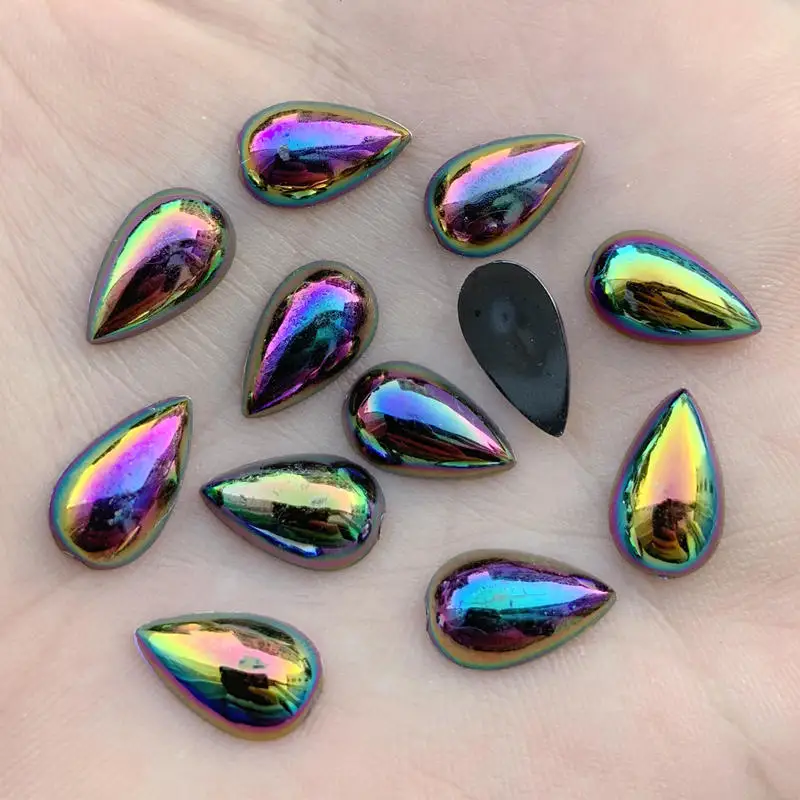 8*13mm Teardrop AB Flatback Rhinestones Stick Crystals Stones Acrylic Strass For DIY Clothes Crafts 40pcs A87