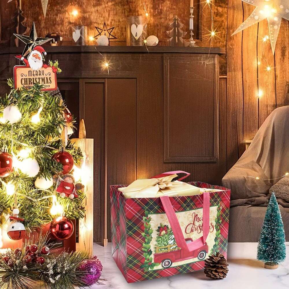 Christmas 8pcs Handbags with Handles, Snack Multifunctional Non-woven Bags, Used for Gift Packaging Shopping, Christmas Party Supplies,