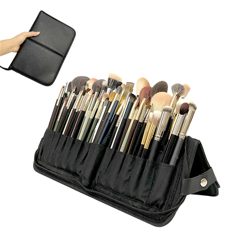 14/29 Holes Women's Cosmetic Brush Bag Travel Large Capacity Makeup Brushes Storage Bag Fold Portable Beauty Tools Pouch 2024