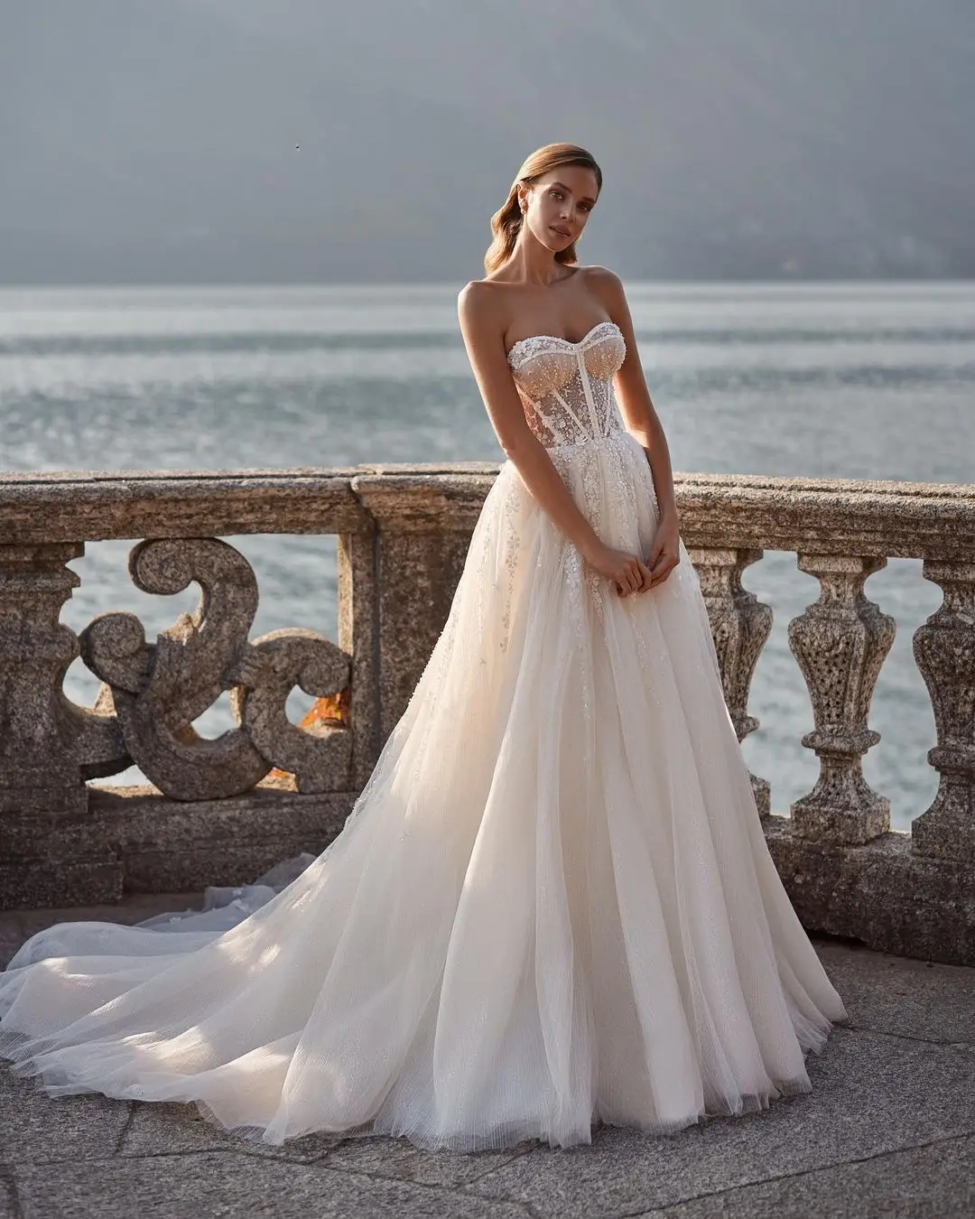 A Verngo Line Glitter 2023 A Line Wedding Dresses Sweetheart Removable Puff Long Sleeves Shiny ddmysmile Bridal Gowns Robe De Mariage Smile