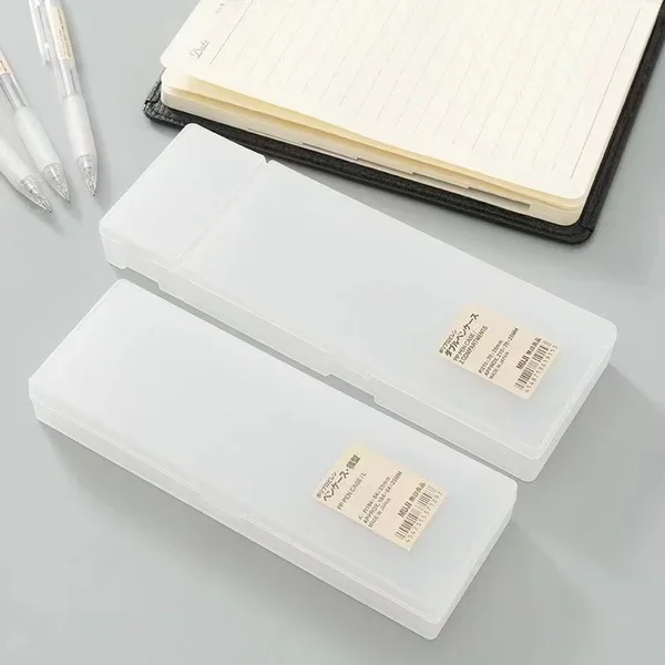 Transparent Pencil Case MUJIs Plastic Storage Box Kawaii Japan Frosted Simple Hard Stationery Office Kid School Student Gift