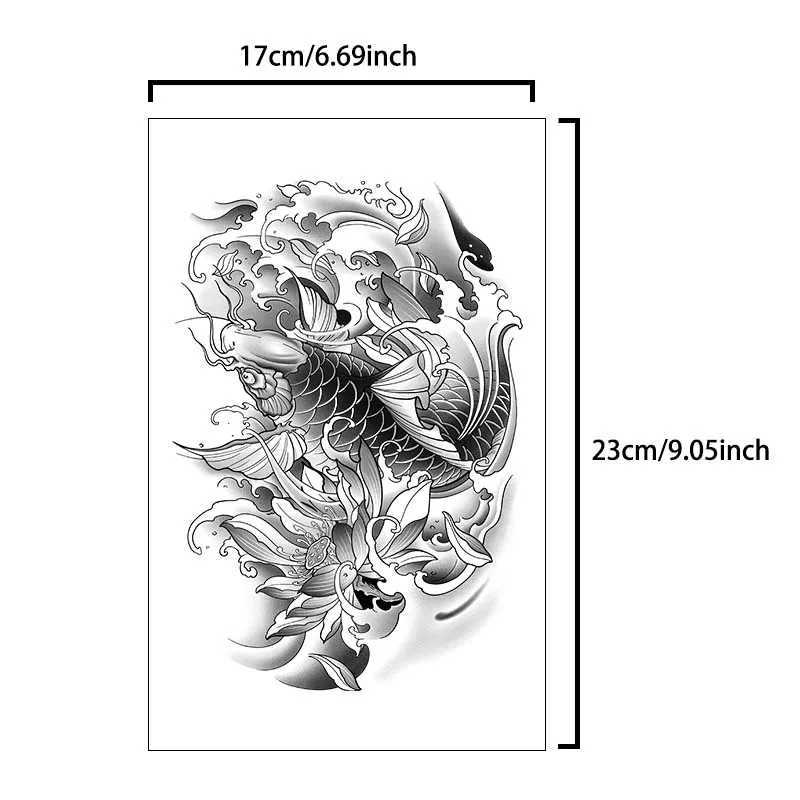 Koi Fish Waterproof Temporary Tattoo Sticker Used for Arms and Shoulders Lasts 1-2 Weeks Semi Permanent Fake Tattoo W241109