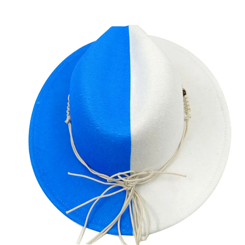 ddmysmile Hat Patchwork Fedora Sombreros Accessories Jazz Hat Surface Belt Soft Fedora Hat Classic Men's And Women's Blue Jazz Sombreros Smi