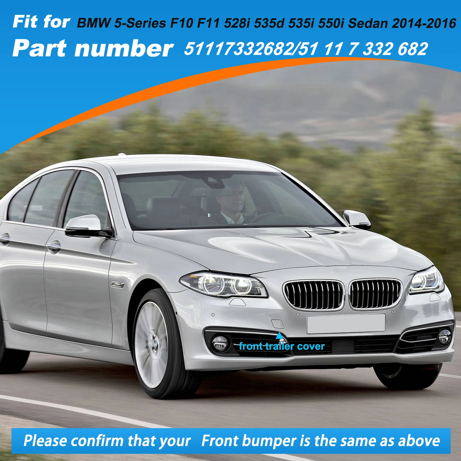 Front Bumper Tow Hook Cover Cap Towing Eye For BMW 5-Series F10 F11 528i 535d 535i 550i Sedan Accessories 2014-2016 51117332682