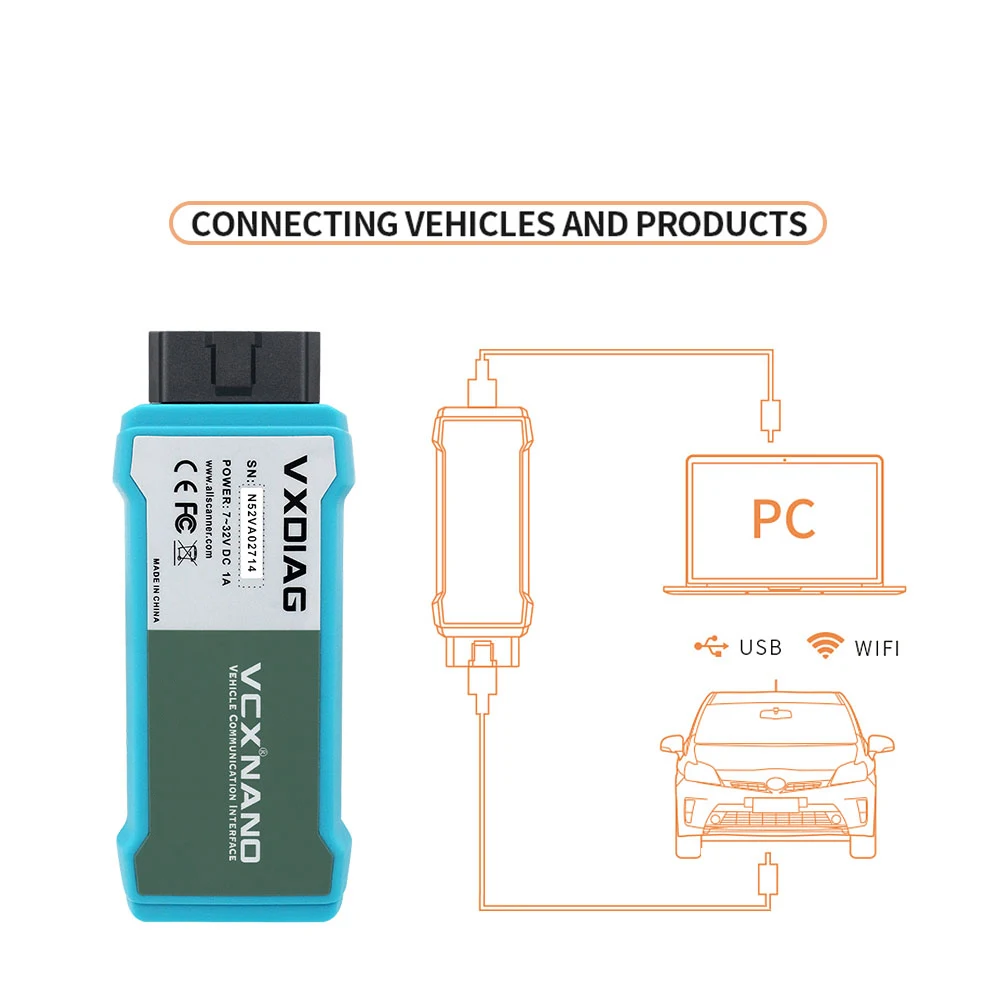 OBD2 VXDIAG VCX NANO Diagnostic Tool For VW For voo For Ford For Mazda For GM For Toyota For JLR WIFI/USB Scanner Programming smile