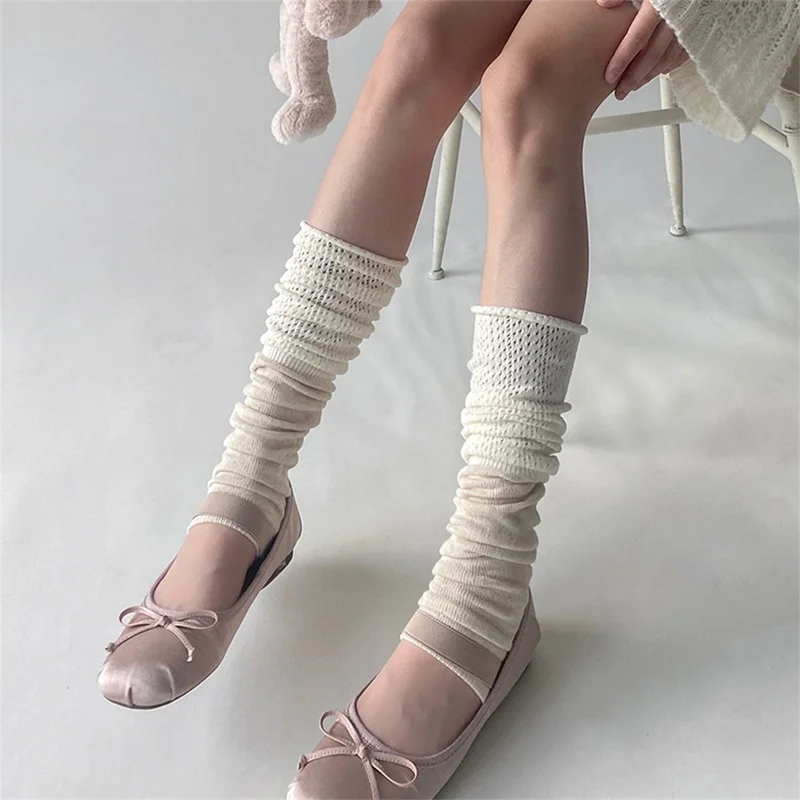 Y2K Fairycore Knee High Socks 2000s Retro Contrast Color Leg Warmers Knit Leg Sleeves Kawaii Lolita Style Elastic Soft Socks