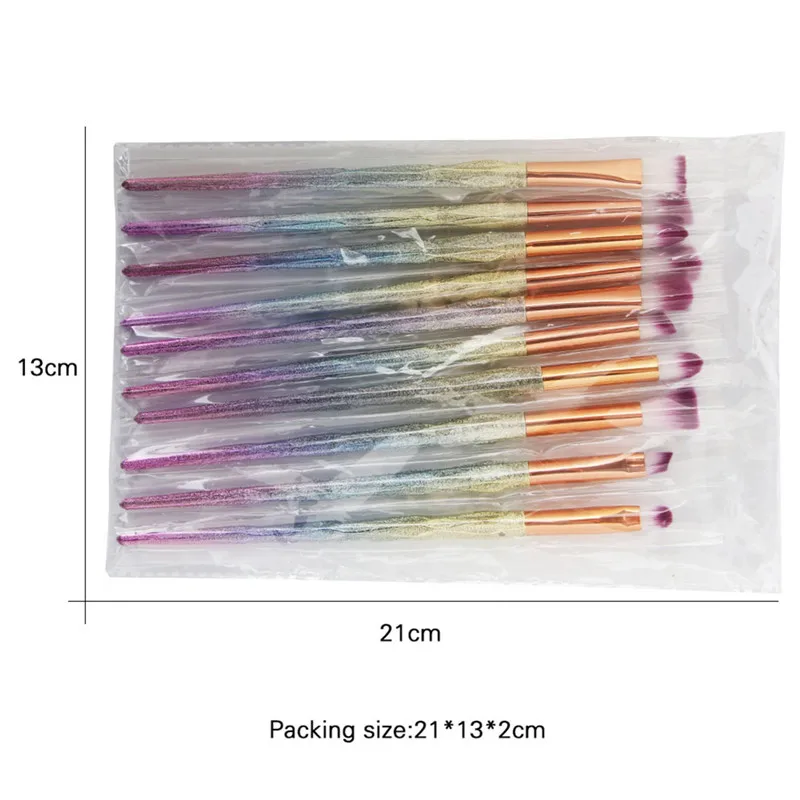 Eye Makeup Professional 10pcs/Set Brushes Set Rainbow EyeShadow Eyebrow Line Concealer Power Cosmetic Beauty Brush Tool Kit smile