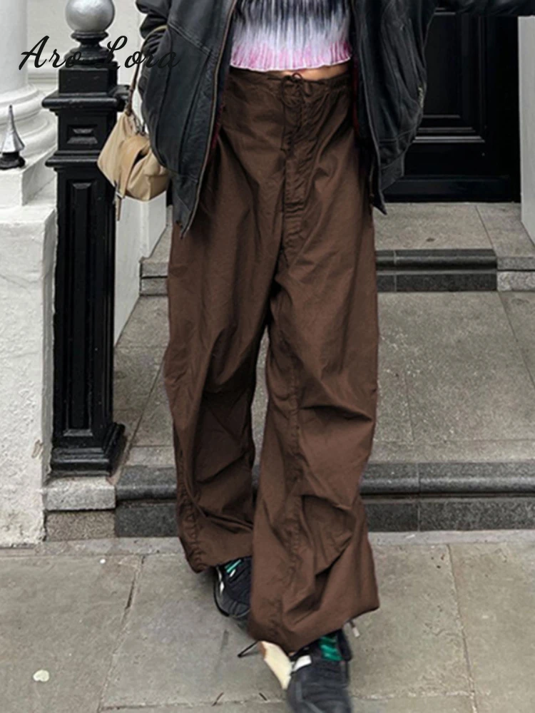 Casual Baggy Wide Leg Sweatpants White Loose Low Waist Streetwear Punk Cargo Pants Womens Vintage Hippie Joggers Trousers Y2K
