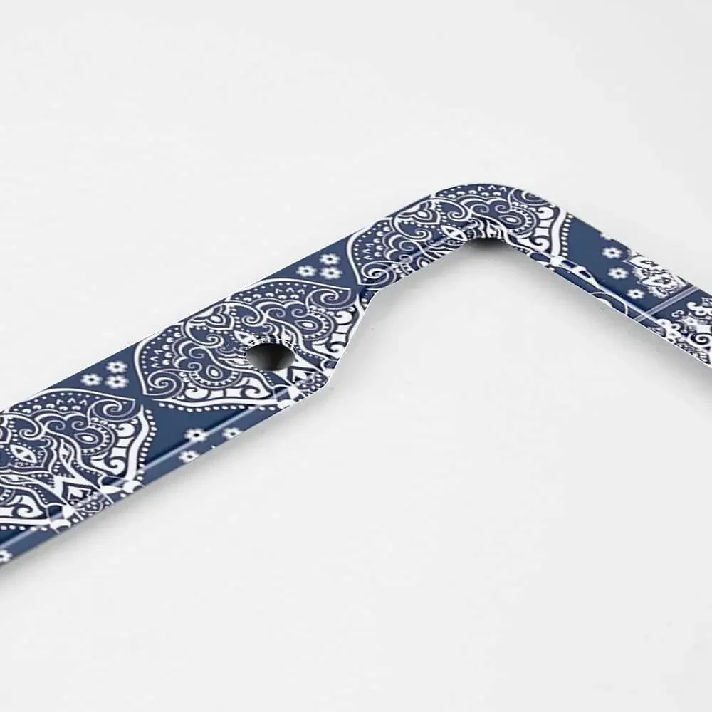 Style Boho Mandala Blue License Plate Frame Funny Animal License Plate Holder Car Tag Frame License Plate Cover Car Accessories smile