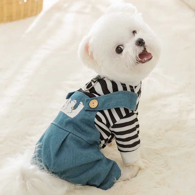 Striped Dog Jumpsuit Pet Clothing Puppy and Kitten Sweatshirt Chihuahua Costume French Bulldog Romper Luxury Dog Clothes New