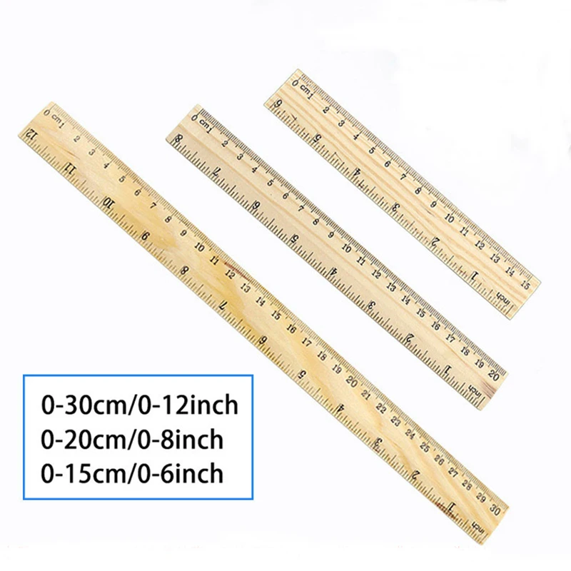 / 15cm / 20cm 30cm Wooden Ruler Drawing Gift Double Sided Ruler Stationery School Supplies Office Measuring Tool Straight Rulers smile / /