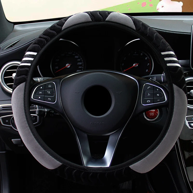 Plush 2025 Car Steering Wheel Cover Little Monster 38cm new Elastic Warm Anti-slip Wheel Cover Car Styling Car Accessories for Women