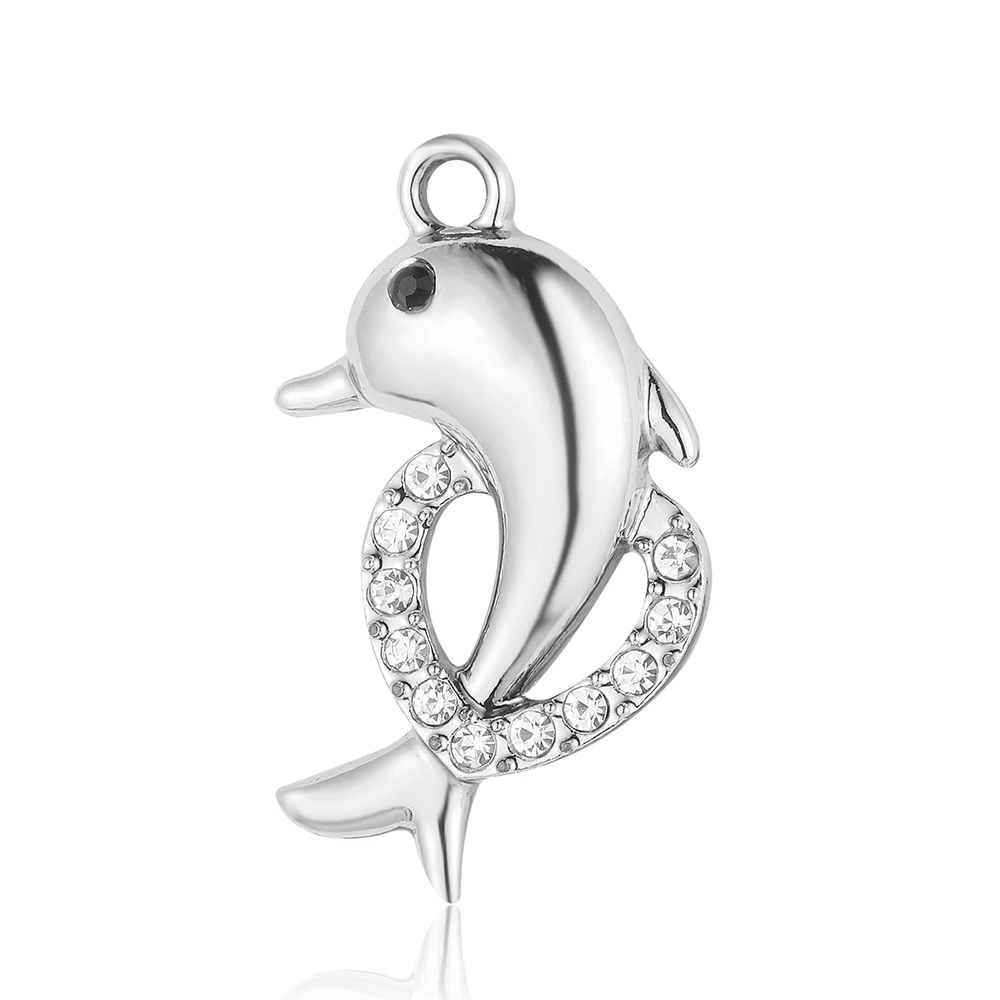 5Pcs/Lot Poker Butterfly Snake Dolphin Rhinestone Zinc Alloy Charms Wing Cross Evil Eye Pendant Bracelet Necklace Making