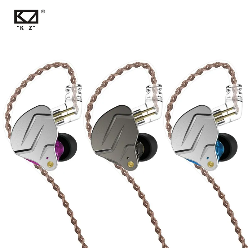 PRO KZ ZSN 1BA 1DD Hybrid Drive In Ear Earphones HIFI Metal Bass Earbud Sport Music Headset Replaceable smile