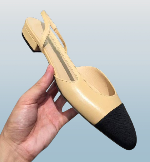 Summer Breathable Calfskin Women039s Shoes Heel Shoes High Heels Slingback Sandals Flat Beige Grey Black