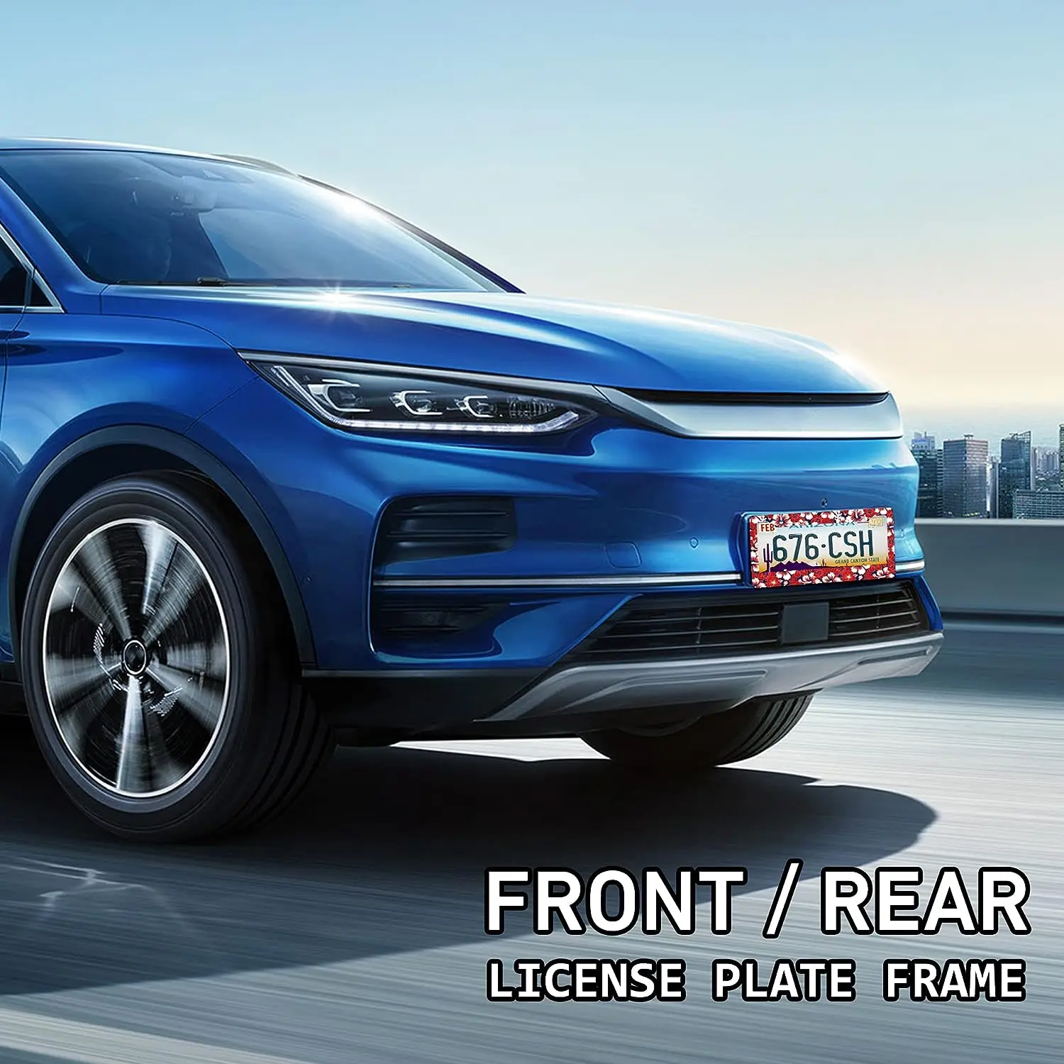 Flowers Red Hawaii Hibiscus License Plate Frame Floral License Plate ddmysmile Frames Car Accessories Cover Holder Standard Smile