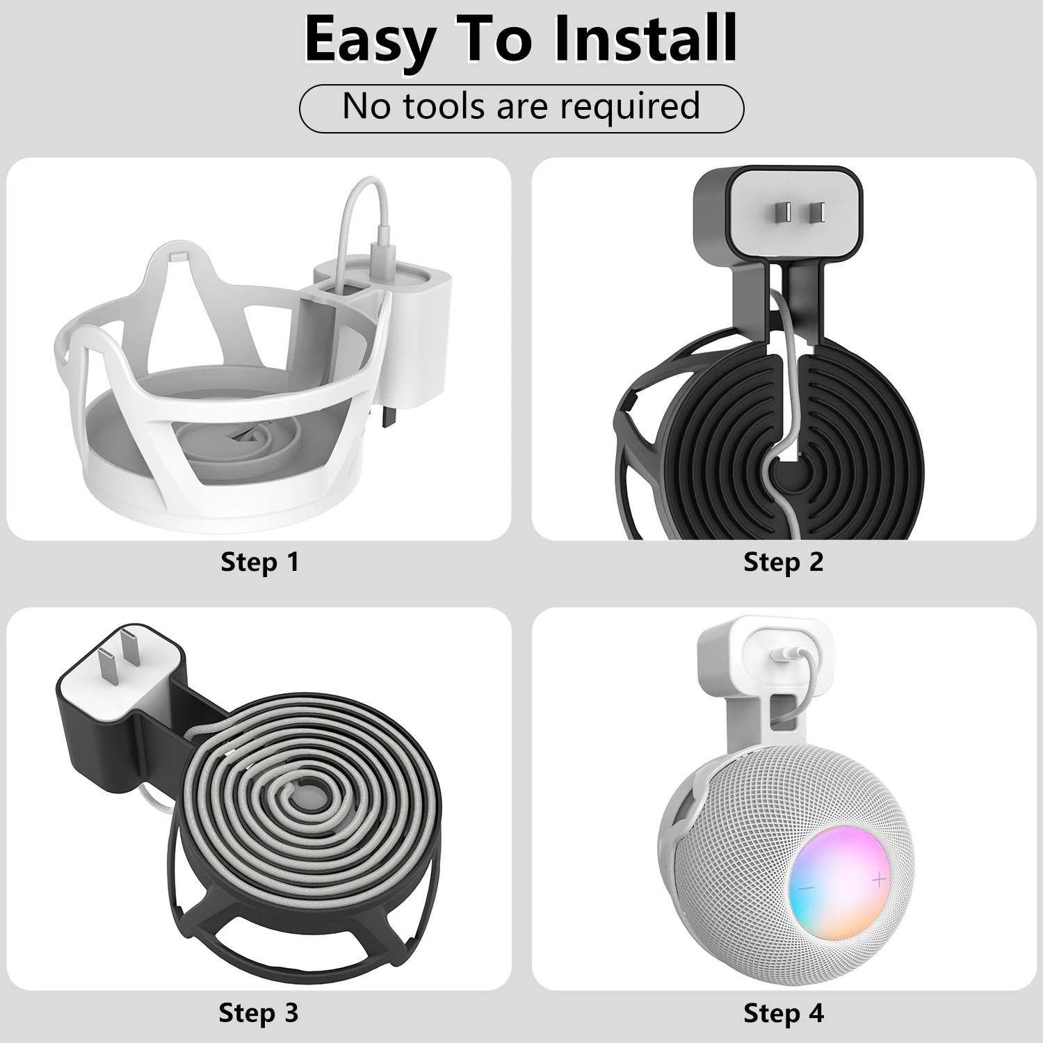 Wall Mount Support for Apple HomePod mini With Cable Storage Quality ABS Hard Case Socket Speaker Stand for Homepod mini Holder
