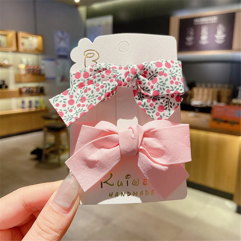 Floral Bow Colorful 2Pcs/Set Hair Clip For ddmysmile Baby Girls Cute Sweet Headwear Handmade Hairpin Hair Accessories Smile