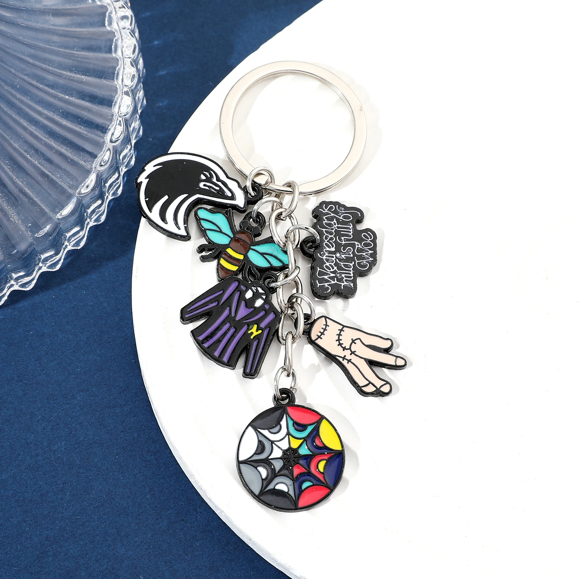 New Style Wednesday Addams Keychains Addams Family Pendant Key Chain for Men Women Jewelry Gifts Cosplay
