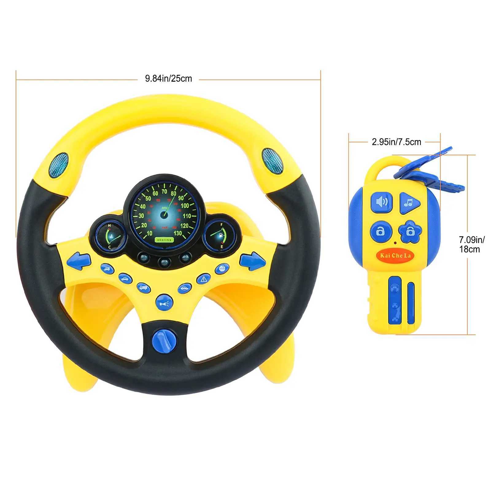 Electric simulation steering wheel toy with light and sound for childrens education co driver childrens car toy vocal toy gift W241109