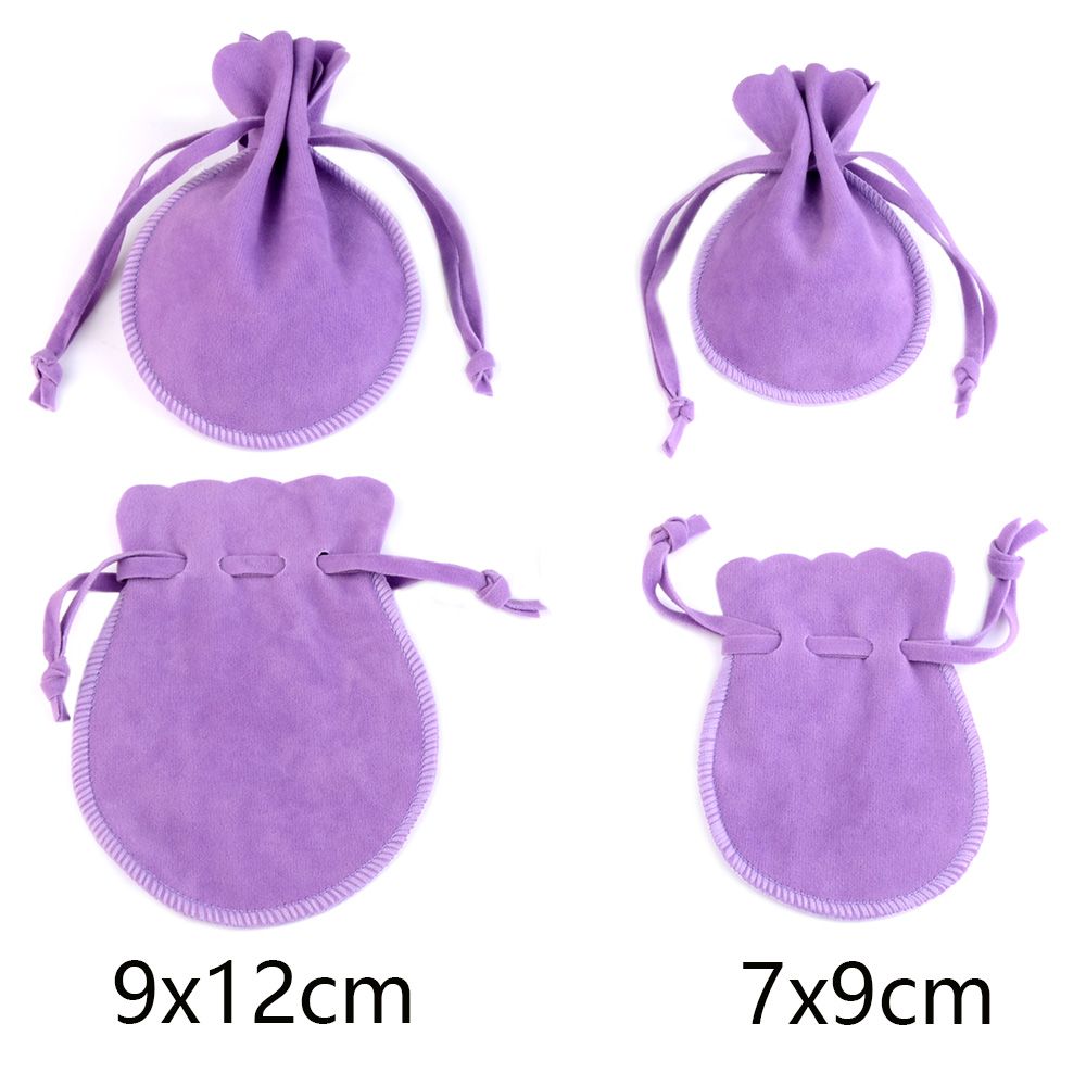 Double-Sided 10Pcs/Lot Drawstring Round Veet Bag 7X9 9X12cm Jewelry Packaging Bag Wedding Pouches ddmysmile Dustproof Flannel Smile