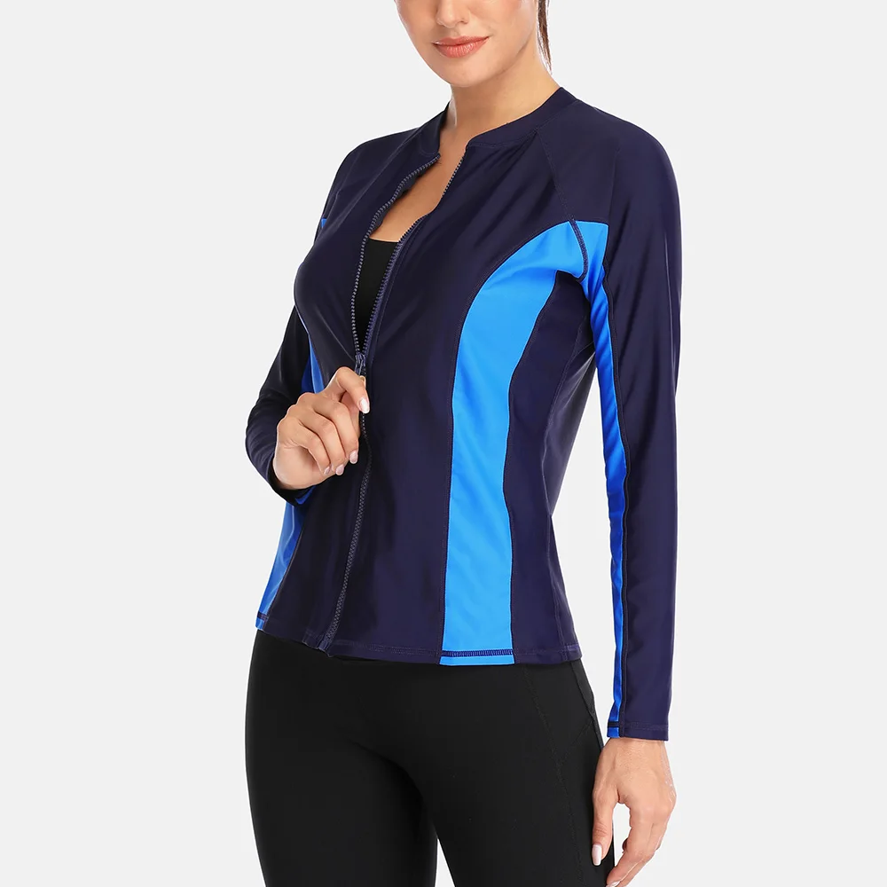 Sleeve Charmleaks Women Long Zipper Rashguard Swimsuit Surfing Top ddmysmile Rash Guard Zipper Upf50+ Running Shirt Biking Shirt Swimwear Smile +