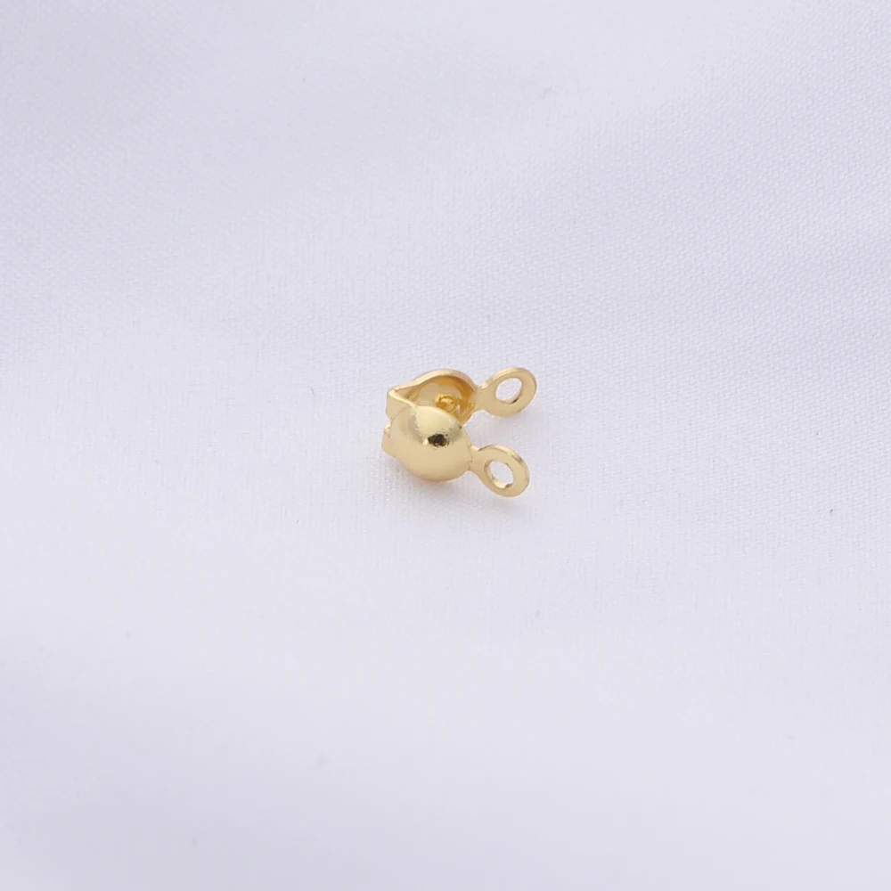 Real Thick Gold 14K Plating 3/4mm Cup Double Bead Tip Crimp DIY Cap Out DIYJewelry Making Supplies 50PCS smile