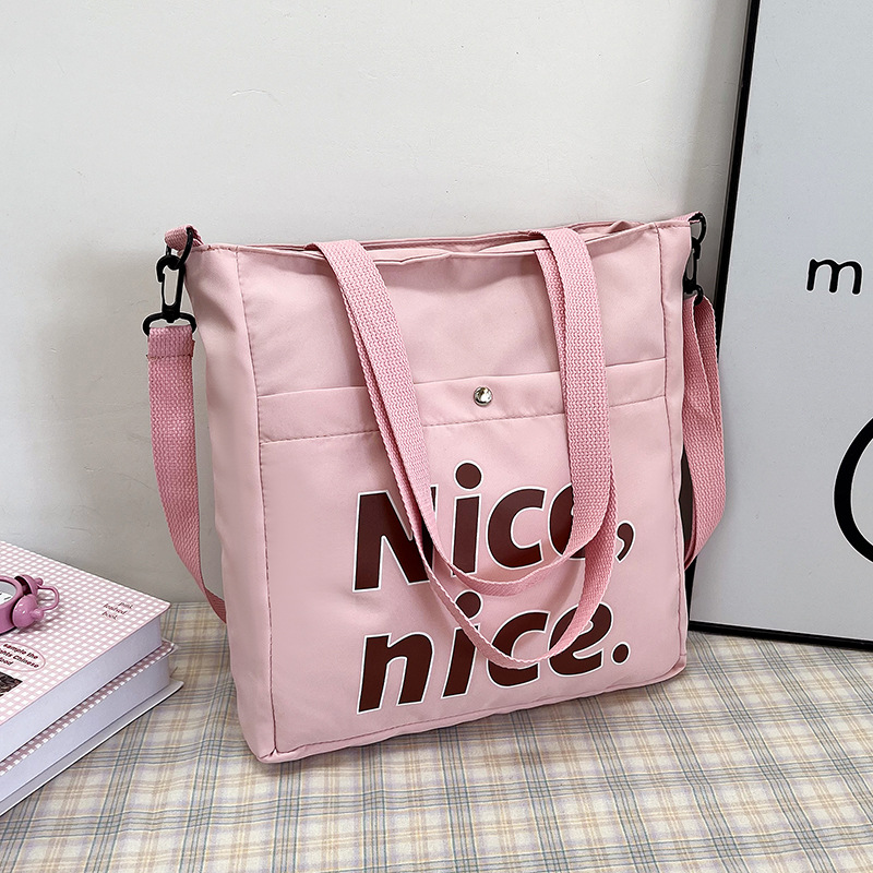 Tote 2024 niche fashion letter nylon cloth capacity tutoring casual single shoulder diagonal cross large bag