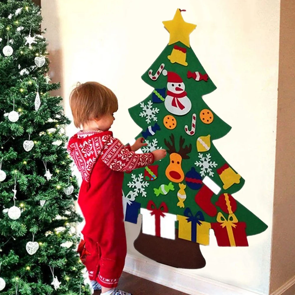 Felt Christmas DIY Kids Tree Merry Christmas Decorations For Home 2023 Christmas Ornaments Navidad 2024 New Year Gifts Xmas Tree smile