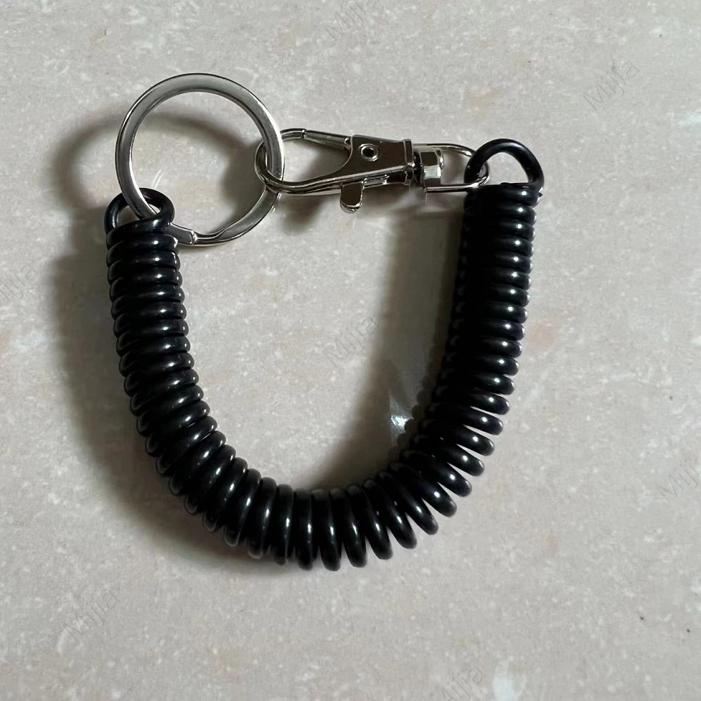 Spiral Retractable Spring Coil Keychain Theftproof Anti Lost Stretch Cord Safety Key Ring with Metal Lobster Clasp for Keys
