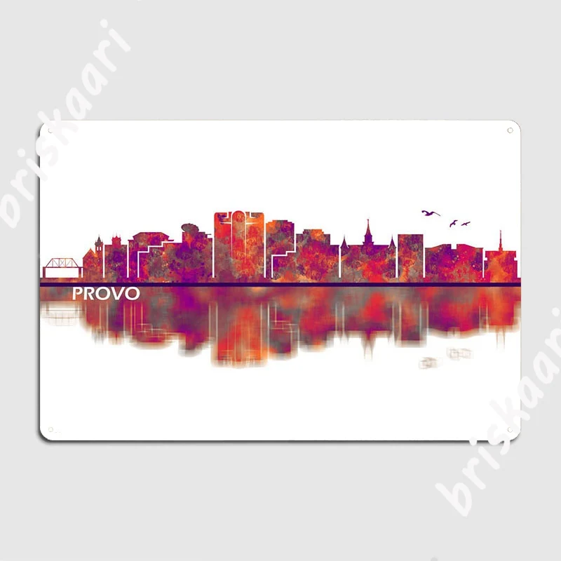 Metal Skyline Provo Utah Plaque ddmysmile Poster Pub Garage Plaques Wall Pub Vintage Tin Sign Poster Smile