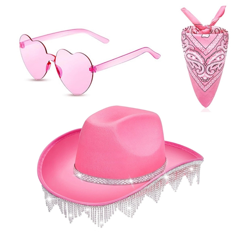 Bridal Headscarf Costume Hat Shower Heart Sunglasses Roleplay Cowboy Accessories smile