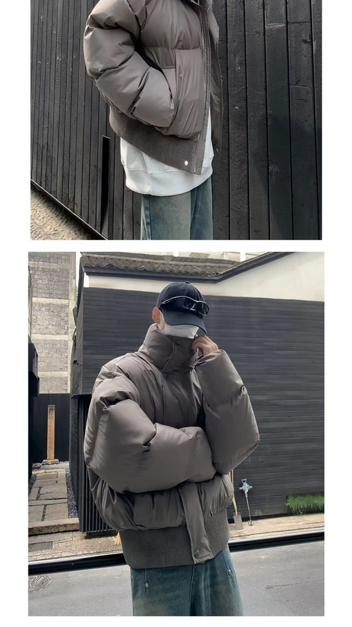 mens winter jacket streetwear inflatable jacket mens solid color padded jacket mens warm wool coat Parka coat mens A17 241108