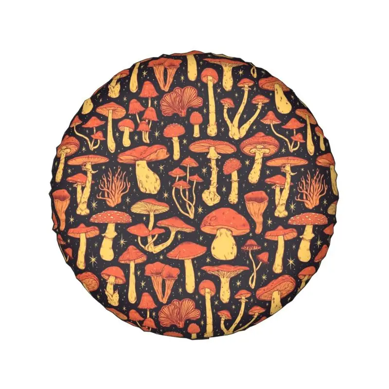 Deadly Orange Mushrooms Tire Cover 4WD 4x4 Trailer Spare Wheel Protector Universal for Prado Pajero Jeep 14" 15" 16" 17" Inch